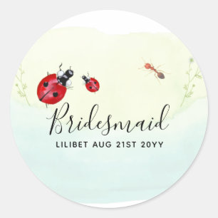 Sticker Rond BUDGET Bridesmaid Fête des filles cadeaux LADYBUGS