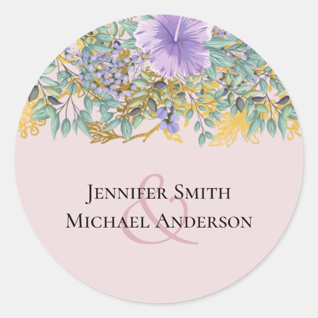 Sticker Rond Budget Lavande violette Floral Mariage (Devant)