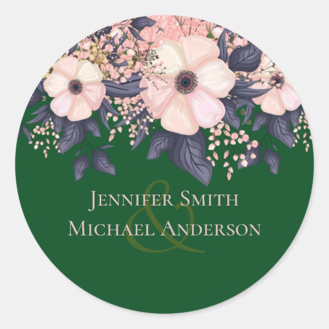 Sticker Rond Budget Mariage rose vert (Devant)