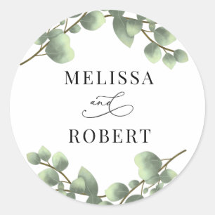 Sticker Rond Budget minimaliste Eucalyptus Mariage Classic Roun