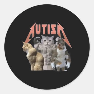 Sticker Rond Buff Cats Autism meme