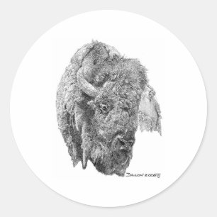 Sticker Rond Buffalo Head