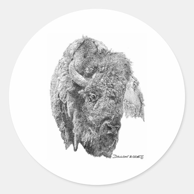 Sticker Rond Buffalo Head (Devant)