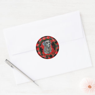 Sticker Rond Buffalo Plaid Black Lab Adresse de retour