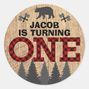 Sticker Rond Buffle de bûcheron rustique de bûcheron plaqué pre