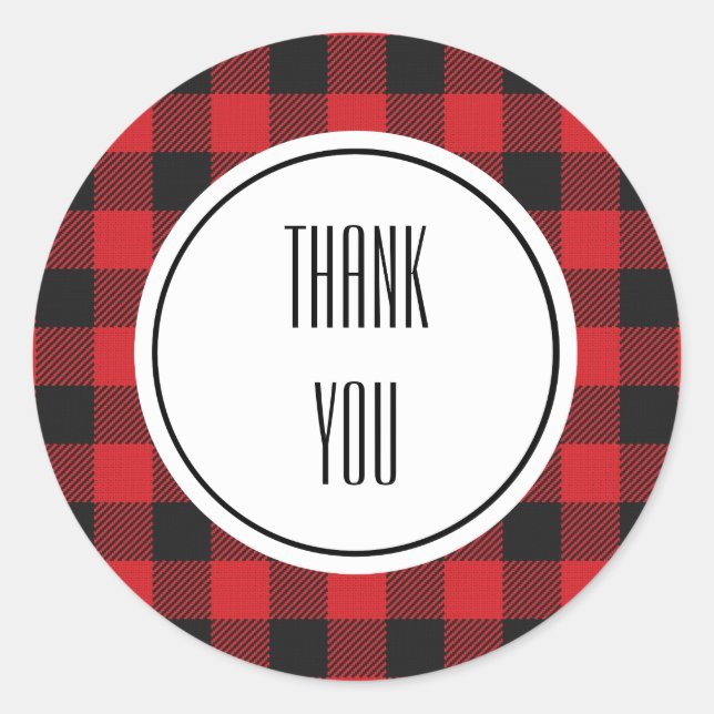 Sticker Rond Buffle rouge noir Plaid Noël (Devant)