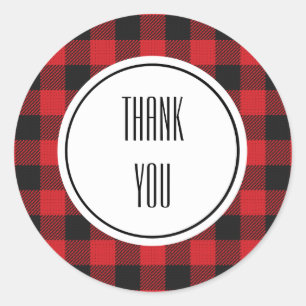 Sticker Rond Buffle rouge noir Plaid Noël