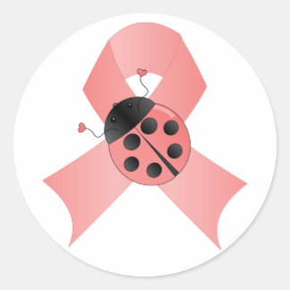 Sticker Rond Bug de la dame rose de ruban
