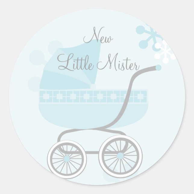 Sticker Rond Buggy Bébé Bleu Doux (Devant)