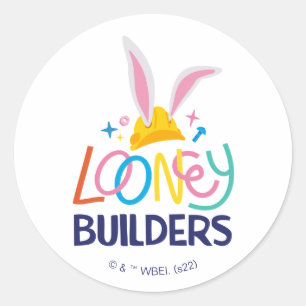 Sticker Rond BUGS BUNNY BUILDERS™ Logo empilé Casque de Chanti