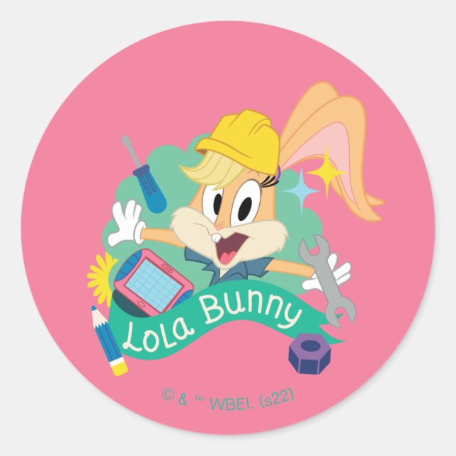 Sticker Rond BUGS BUNNY BUILDERS™| Lola Bunny Graphique de cara (Devant)