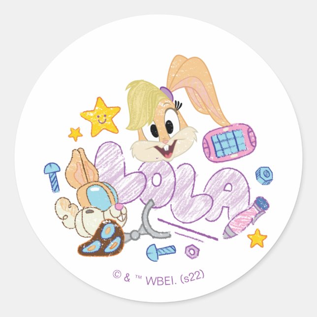 Sticker Rond BUGS BUNNY BUILDERS™| Lola Sketch Art (Devant)