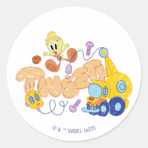 Sticker Rond BUGS BUNNY BUILDERS™  TWEETY™ Sketch Art