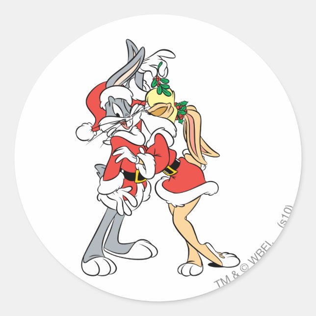 Sticker Rond BUGS BUNNY™ et baiser de Lola Mistletoe (Devant)