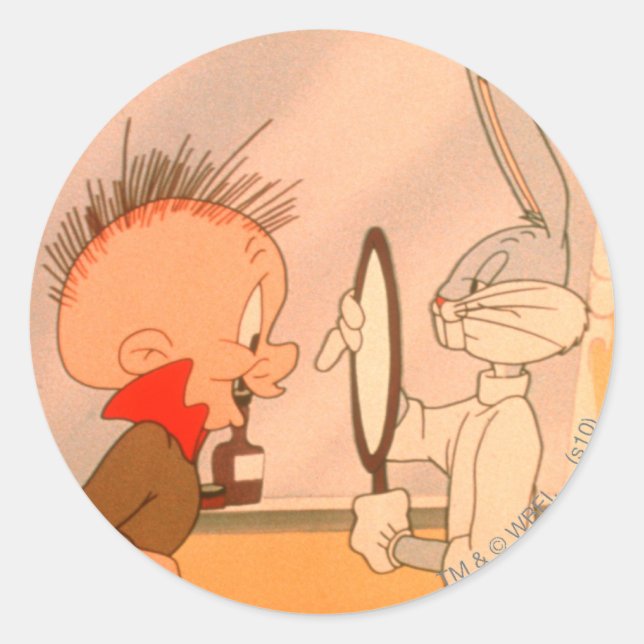 Sticker Rond BUGS BUNNY™ et ELMER FUDD™ 2 (Devant)