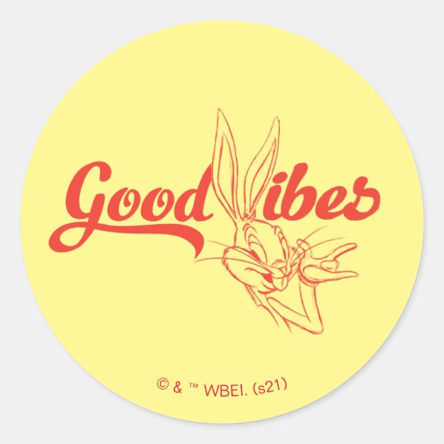 STICKER ROND BUGS BUNNY™ | GOOD VIBES (Devant)