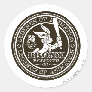 Sticker Rond BUGS BUNNY™ Logo rond de Bronx Bomber en noir et b