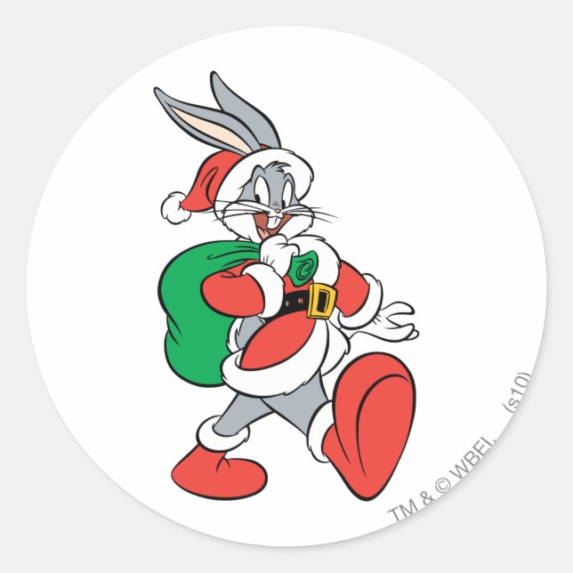 Sticker Rond BUGS BUNNY™ Père Noël (Devant)