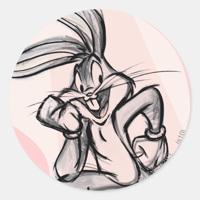 Sticker Rond BUGS BUNNY™ Thinker rose pâle (Devant)