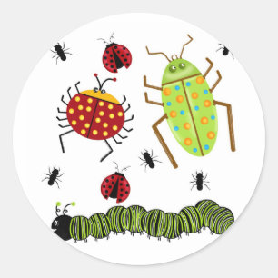 Sticker Rond Bugs De Littlebeane Insectes Ladybug Ant Caterpill