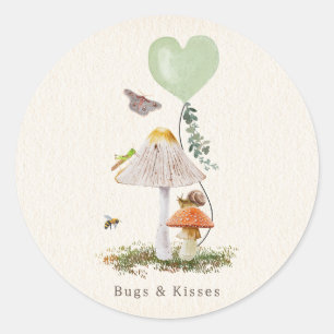 Sticker Rond Buissons et baisers Champignon d'escargot Valentin