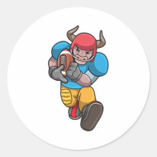 Sticker Rond Bull à Sports avec Football & Casque