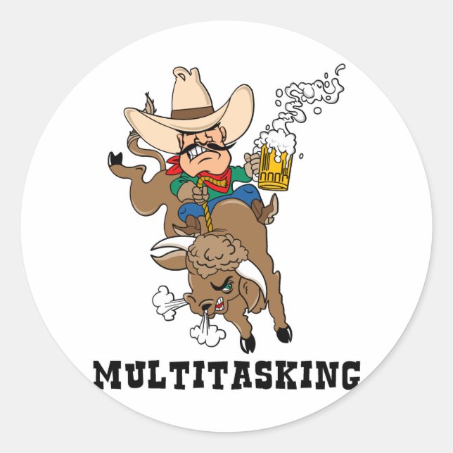 Sticker Rond Bull Rider multitâche (Devant)