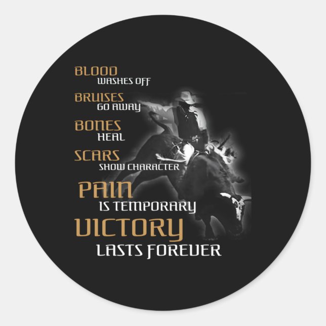 Sticker Rond Bull Riders Pain Est Temporaire Bull Riding Ouest (Devant)
