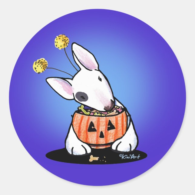 Sticker Rond Bull Terrier Halloween (Devant)
