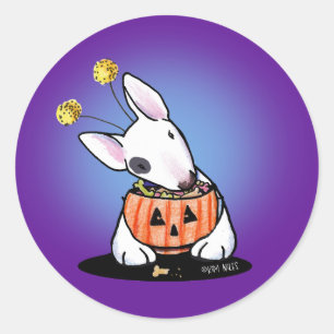 Sticker Rond Bull Terrier Halloween
