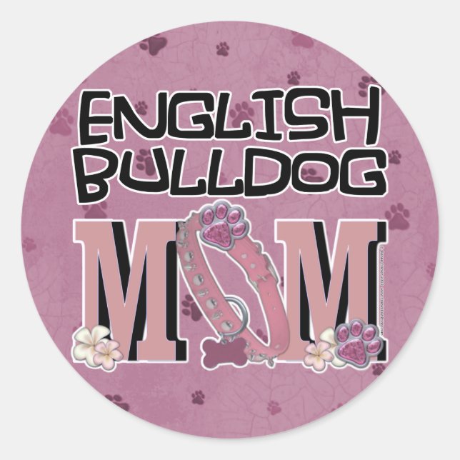 Sticker Rond Bulldog MOM anglais (Devant)