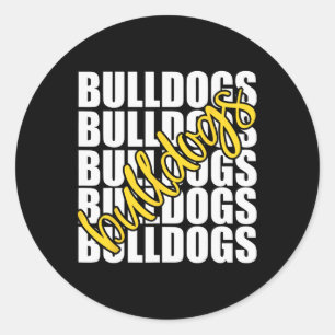 Sticker Rond Bulldogs École Jaune Ventilateur Sport Team Spirit