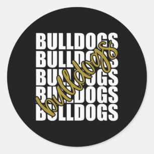 Sticker Rond Bulldogs Gold School Sports Fan Team Spirit