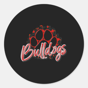 Sticker Rond Bulldogs Red Black Cheetah School
