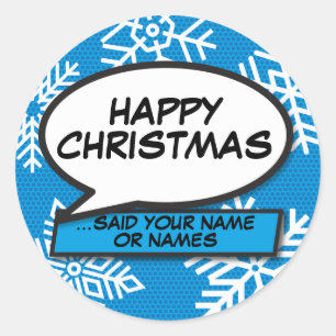 Sticker Rond Bulle de dialogue Flocons de neige Amusant Livre d