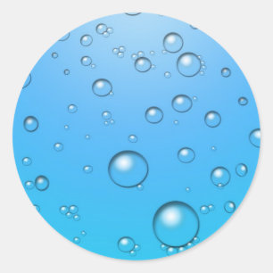 Sticker Rond Bulles claires, Eau bleue