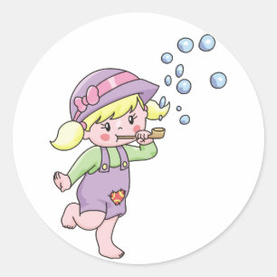 Sticker Rond Bulles de filles