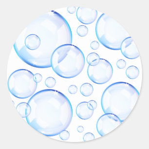 Sticker Rond Bulles de savon bleu transparent
