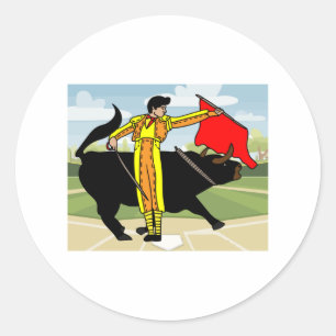 Sticker Rond Bullfight Torero Bull