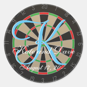 Sticker Rond Bulls-eye Dartboard 3d Monogram Dart Wedding Favor