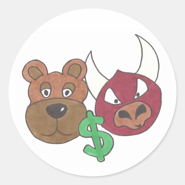 Sticker Rond Bulls vs ours Stock Financement du marché (Devant)
