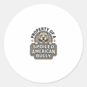 Sticker Rond Bully Américain gâté dessin de gravure vintage_1