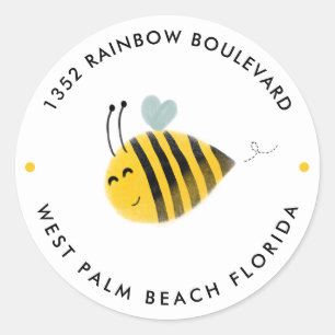 Sticker Rond Bumble Bee Anniversaire Adresse de retour