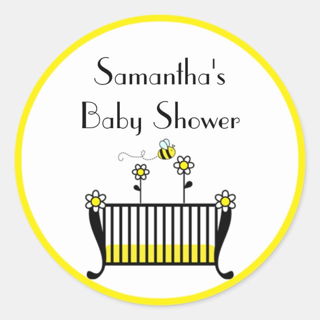 Sticker Rond Bumble Bee Crib Baby shower (Devant)