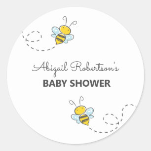 Sticker Rond Bumble Bee Custom Baby shower Classic Round Sticke