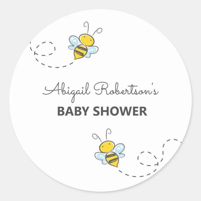 Sticker Rond Bumble Bee Custom Baby shower Classic Round Sticke (Devant)