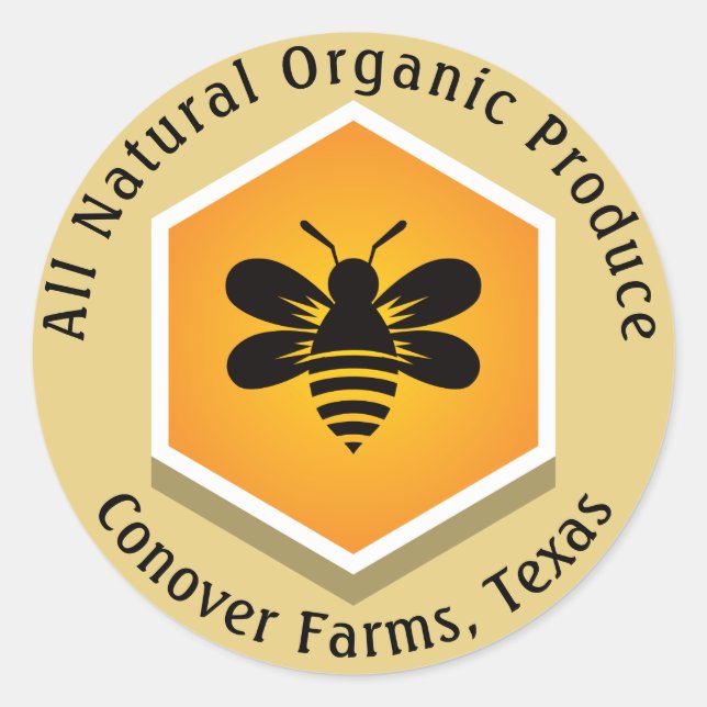 Sticker Rond Bumble Bee Produits Bio (Devant)
