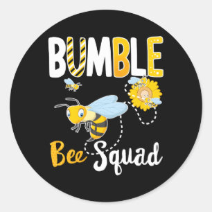 Sticker Rond Bumble Bee Squad Team Family Beekeeper Merci