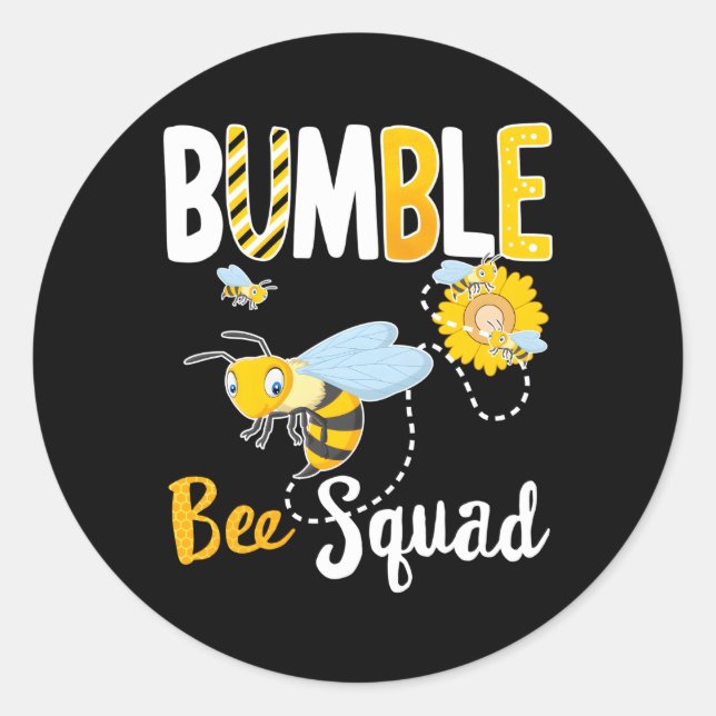 Sticker Rond Bumble Bee Squad Team Family Beekeeper Merci (Devant)