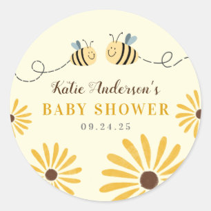 Sticker Rond Bumblebebe jaune mignon et Baby shower de tourneso